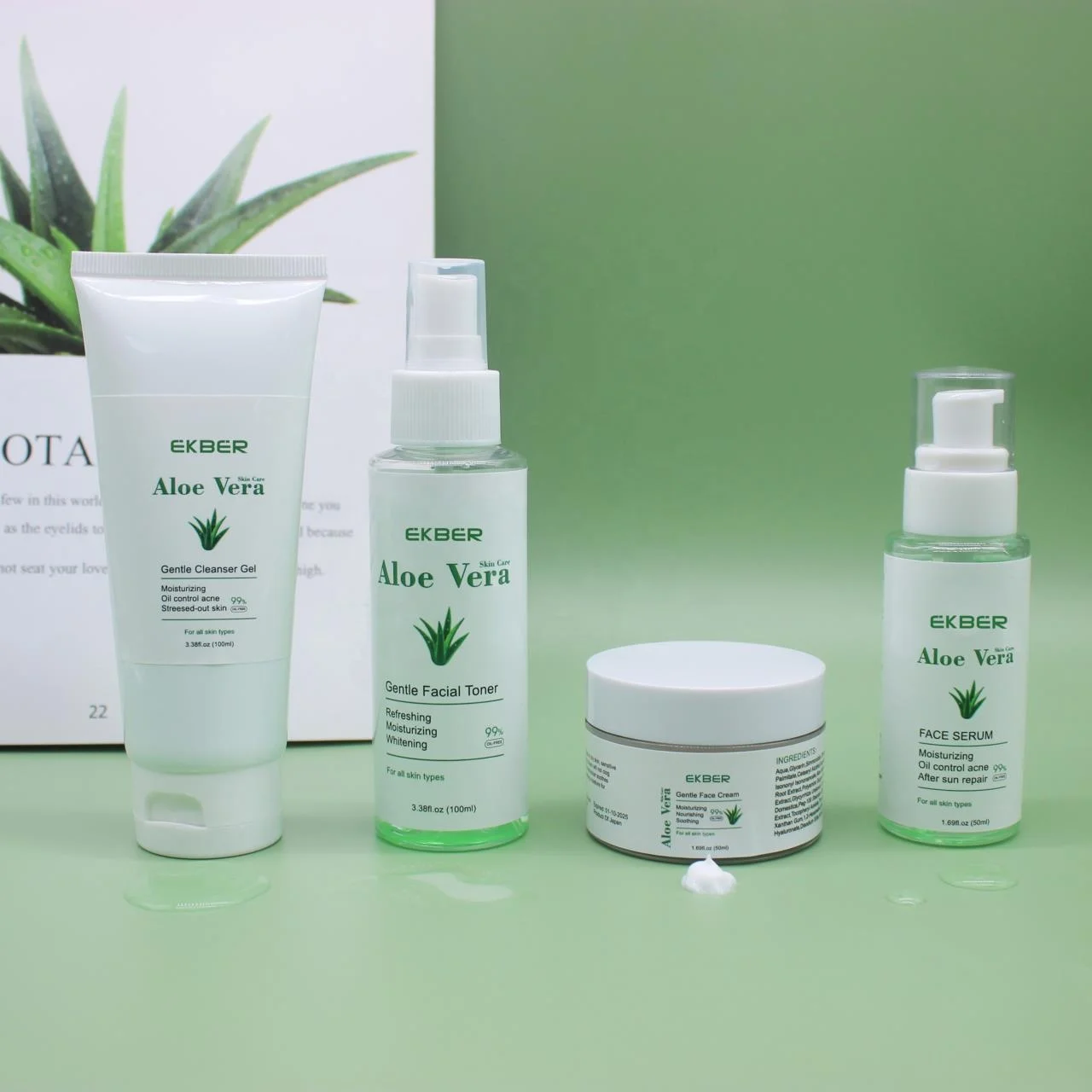 Moisturizing Anti-Acne Treatment Korean Aloe Vera Skin Care Set For Black Skin Soothing Products With Acne Removal Cream