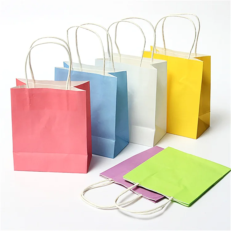 Bag luxury brand boutique pink paper shopping kraft bags with logo white brown