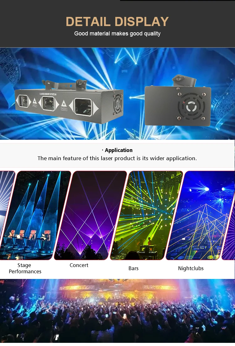 Hongrui Dmx Rgb Laser Light dj 3 Heads Rgb Full Color Scan Laser Light For Disco Stage