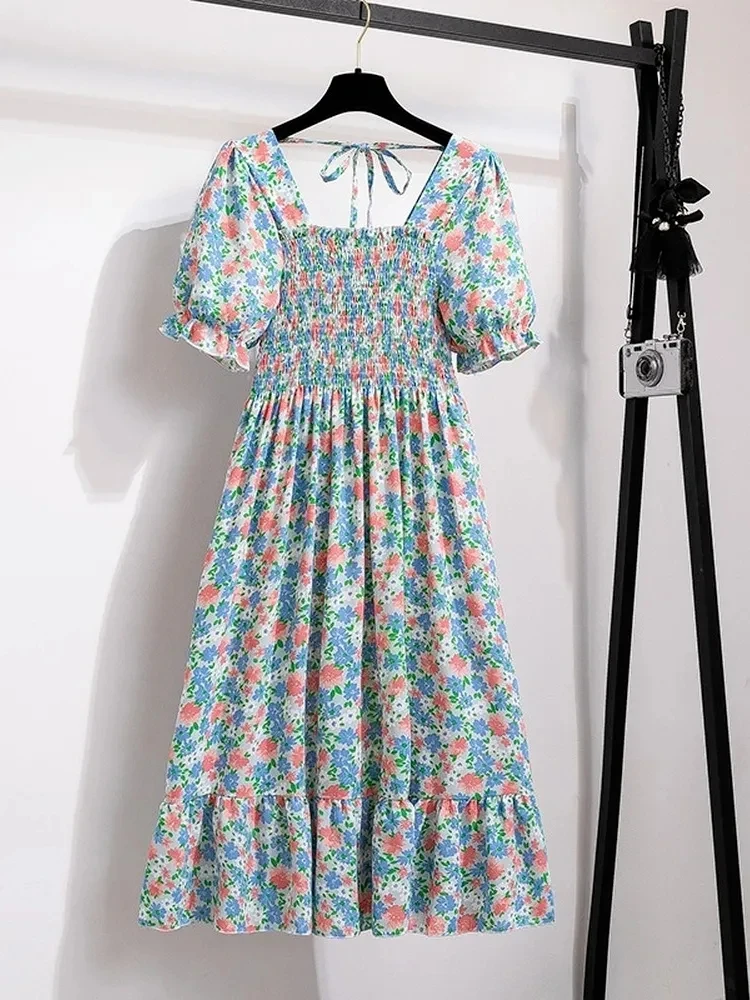 Summer Bohemian Chiffon Women Dresses Beach Holiday Short Sleeve Ladies Girl Midi Casual Party Dresses Mujer Vestidos