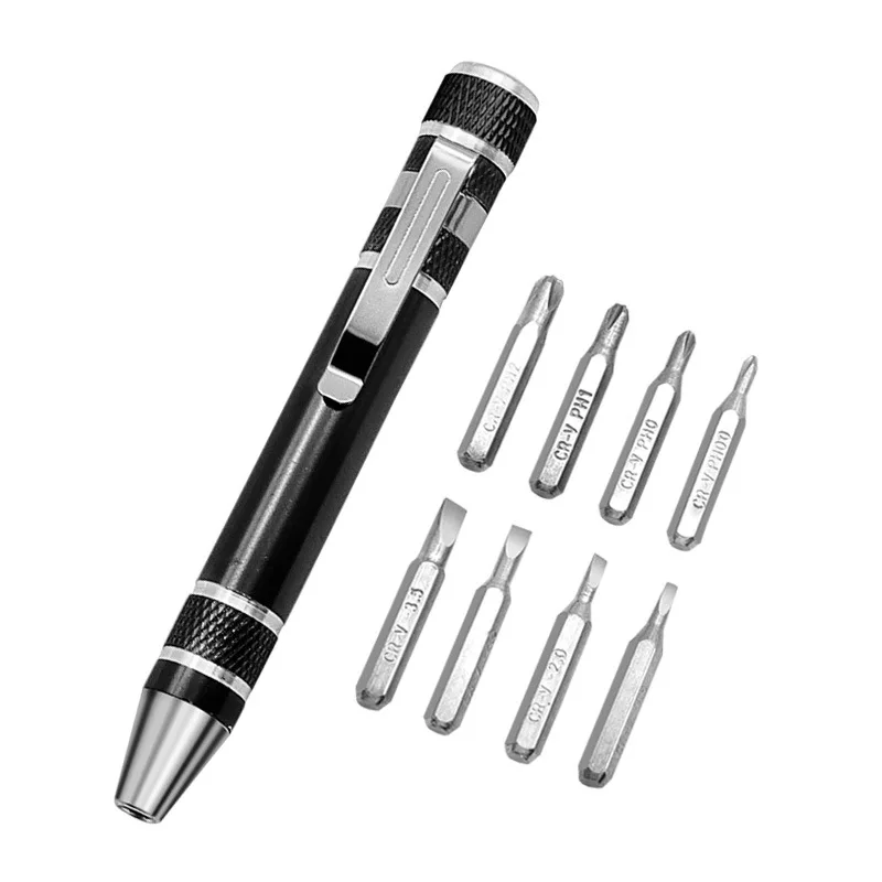 Multifunction 8 In 1 Pocket Precision Mini Screwdriver Pen Mobile Phone Repair Hand Tools Kit Portable Screwdriver Set