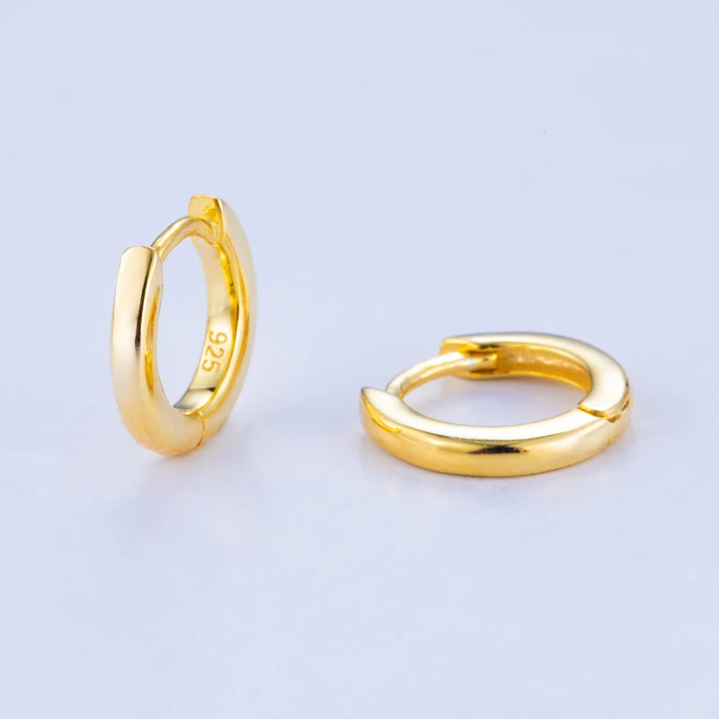 Wholesale Minimalist design silver 925 jewelry 14k gold plated hoop earrings for ladies gift