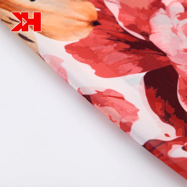 Оригинальный дизайн, 100% полиэстер, Гавайский стиль, красный цветочный узор, цифровые принты, ткань для платья