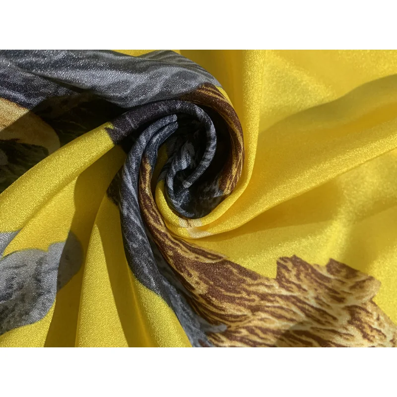 
Wholesale Factory Price Custom Colorful Stripe Printed Pearl Satin Plain Mesh Printing GOLDEN CREPE 