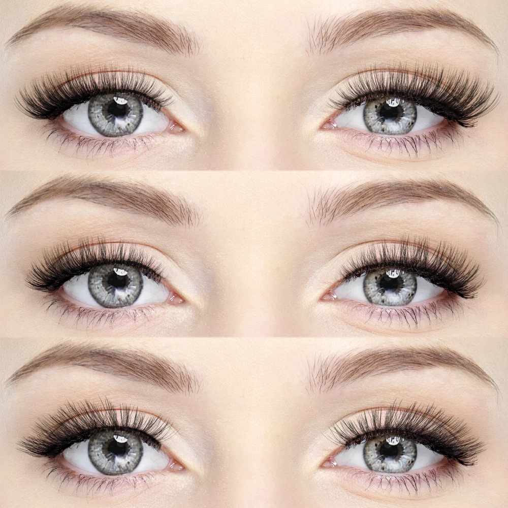 Custom Logo Patent Triangle fiber 3D wispy 18mm faux mink cat eye lash clear band natural full strip eyelash