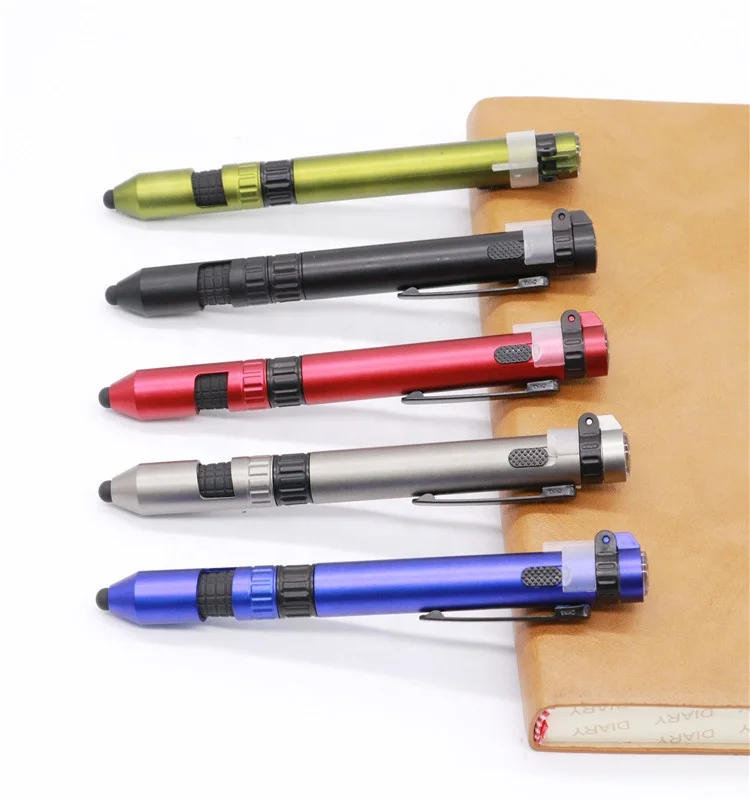 Multi-function 6-in-1 compass led mobile phone holder touch screen screwdriver ballpoint pen