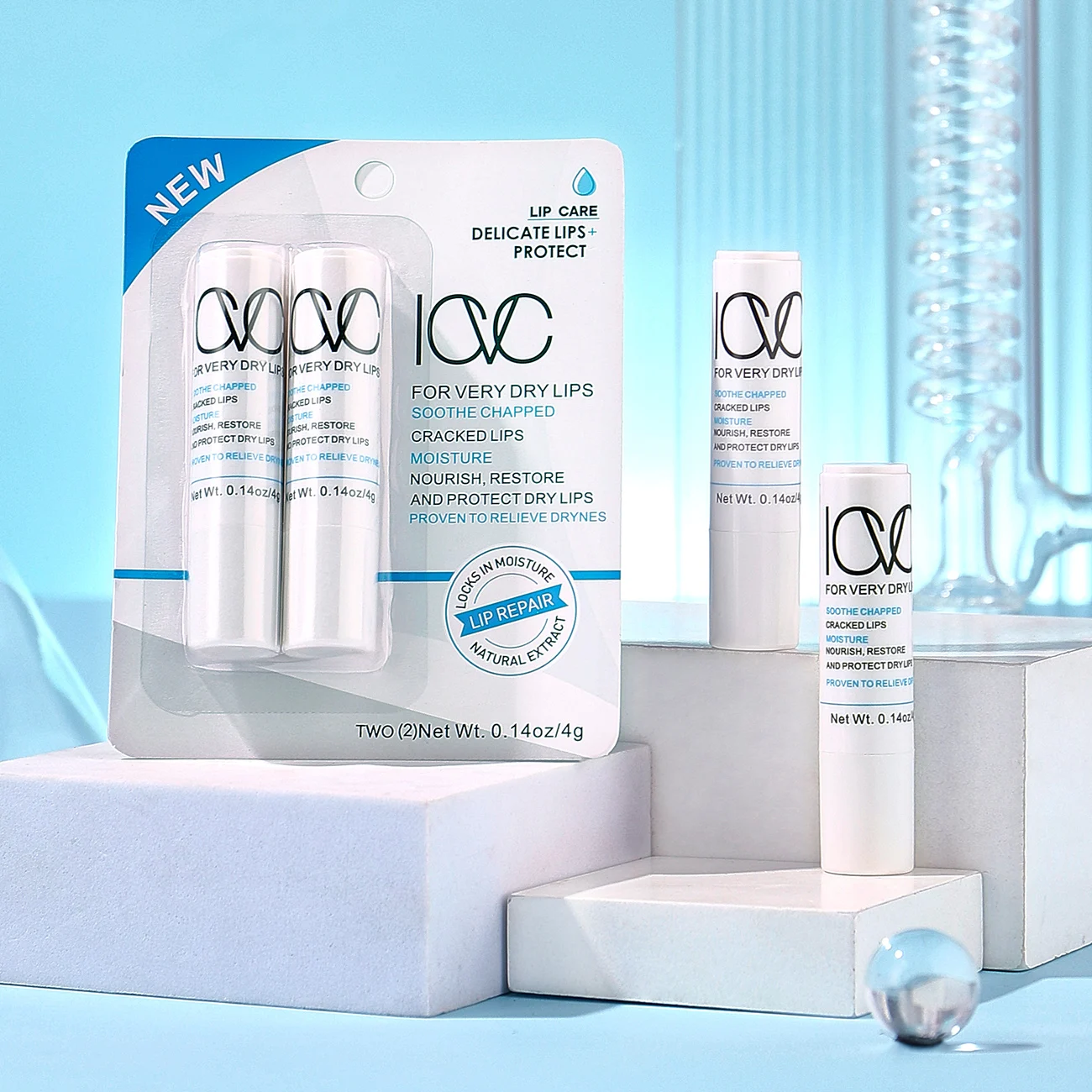 High Quality Sleeping Lip Care Moisturizing Nourishing Lightening Remove Lip Lines Exfoliate Mint Flavor 2 In 1 Lip Balm Set