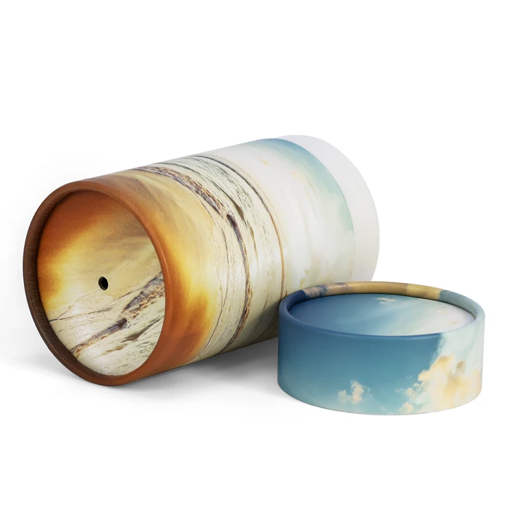 Factory Funeral Supplies Cardboard Sea Burial Caskets and Coffin Paper Scatter Tube Box Cremation Pet Ashes Urn