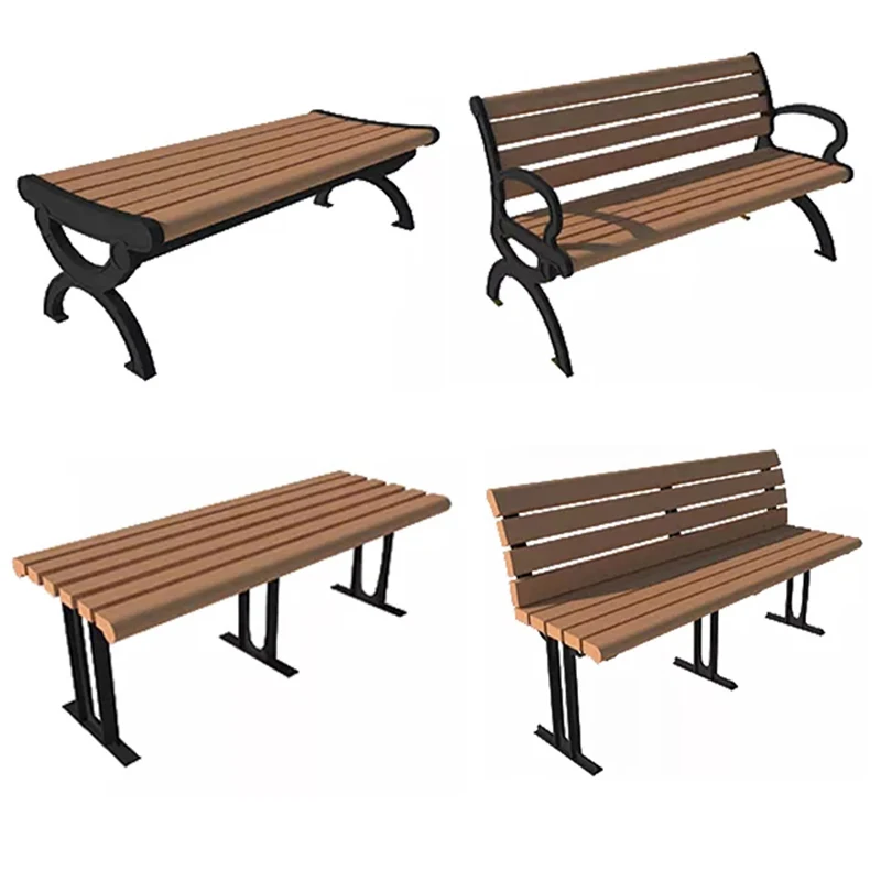 Wood substitute waterproof corrosion wpc outdoor leisure chair metal wood slats for cast iron garden bench