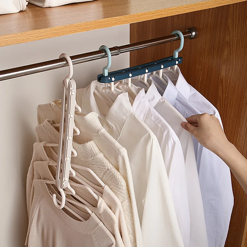 5 In 1 Non Slip Plastic Foldable Hangers Magic Clothes Hanger Space Saving Organizer Scarf Cloth Rack
