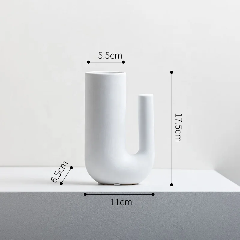 Wholesale of modern and minimalist in factories interior decoration home ceramics U-shaped customized ceramic vases