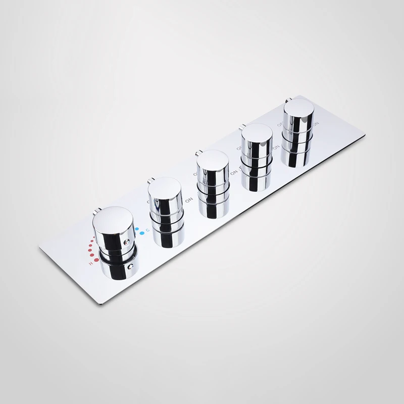 4 Function Shower Diverter Valve High Water Flow Contemporary Cold and Hot 5 Handles Brass Chrome Shower Valve