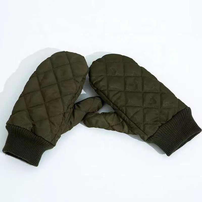 Factory Directly Sell Winter Thicken Warm Army Green Mittens Touchscreen Knitted Elastic Cuff Mitten for Men Women
