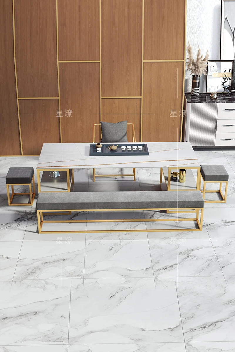 
hot sell modern simple square rock plate office coffee small balcony tea table living room furniture chinese tea table 