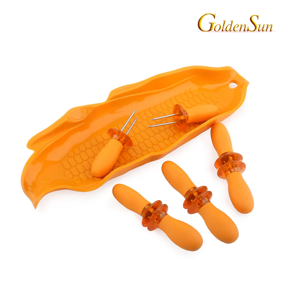 Silicone BBQ Corn Holder Barbecue Corn Skewer Set With Silicone Tray