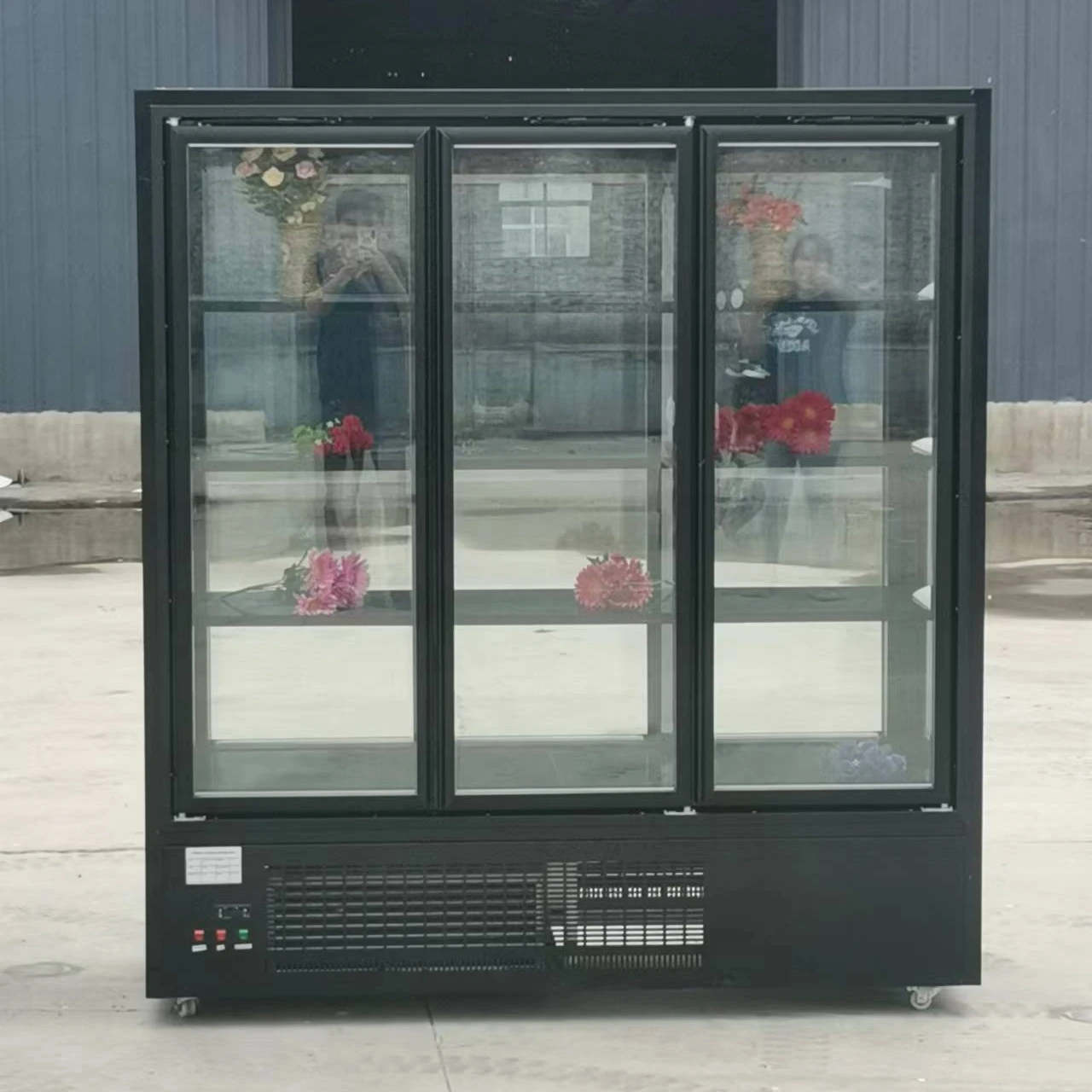 Four sided glass factory custom keeping Fresh Cooler Flowers Shop Showcase Display Chiller