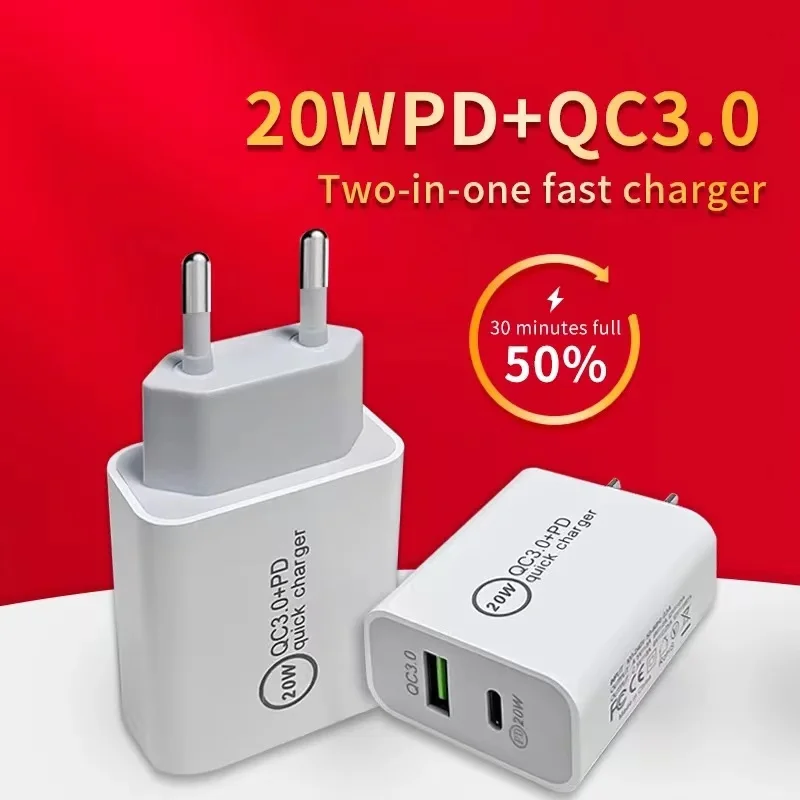 QC 3.0 Type-c PD Power Adapter 2-port Fast Charging Usb C Australia Wall Brick 20w Brand Australian Usb Charger