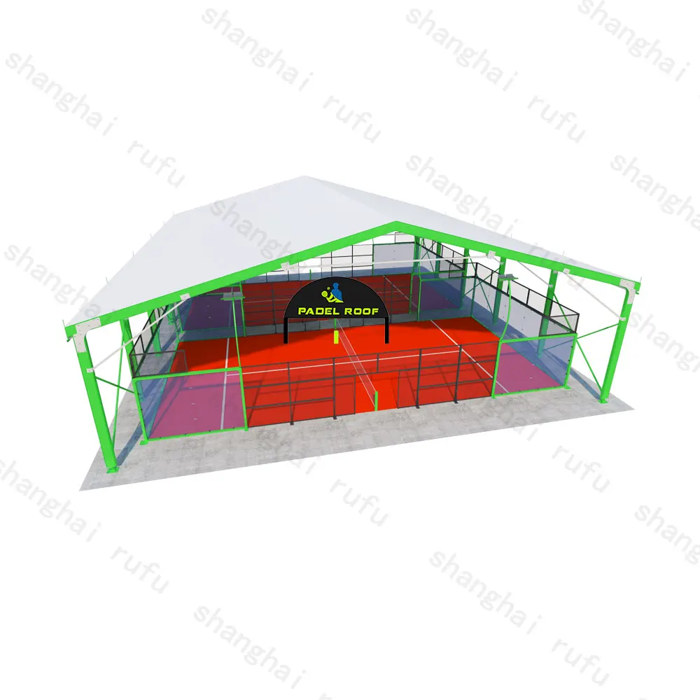 Hot Sale Competitive Price Panoramic Padel Tennis Courts Customized Color Black Tennis Platform Court with Roof