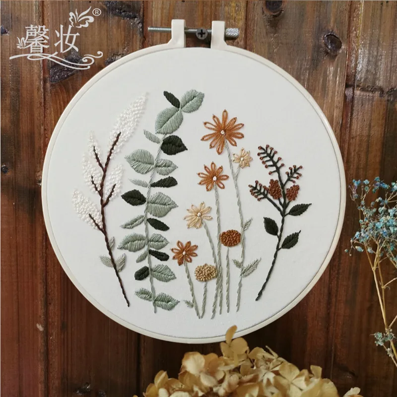 Flower Theme Cross Stitch Kits for Beginners,DIY Embroidery Needlepoint Kits for Adults Kids