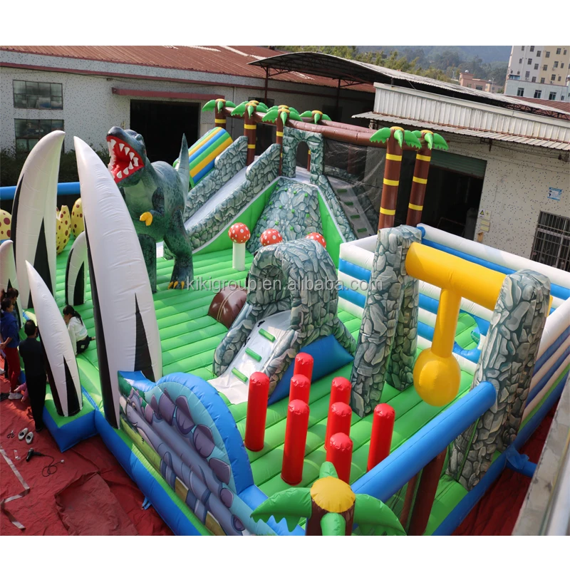 New style animal palm tree dinosaur theme children inflatable jumping castle amusement park