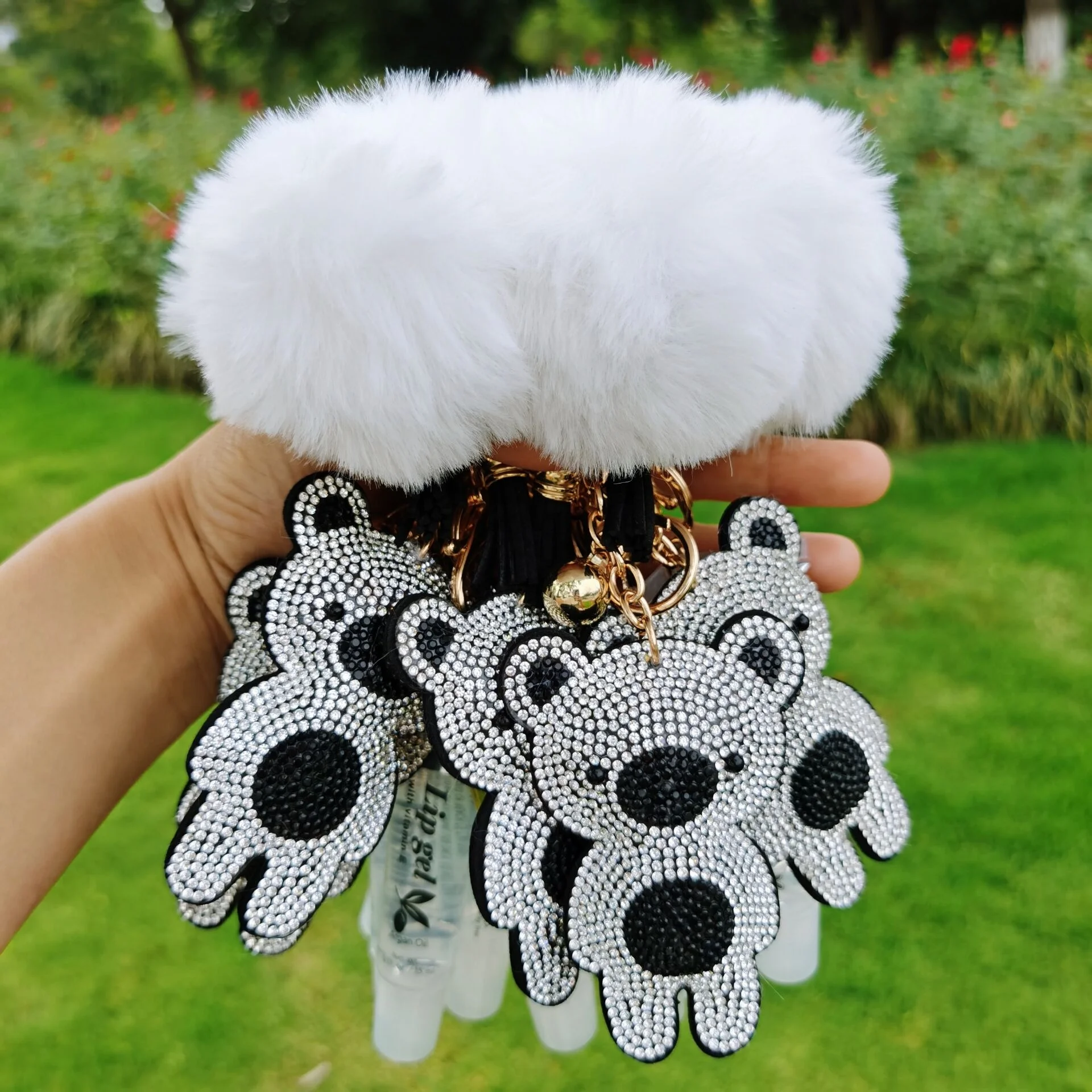 2021 Lipgloss Base Oil Private Label Clear Custom Kids Strass Rhinestone Bear Keychain No Brand Box Make Your Own Line Lip Gloss