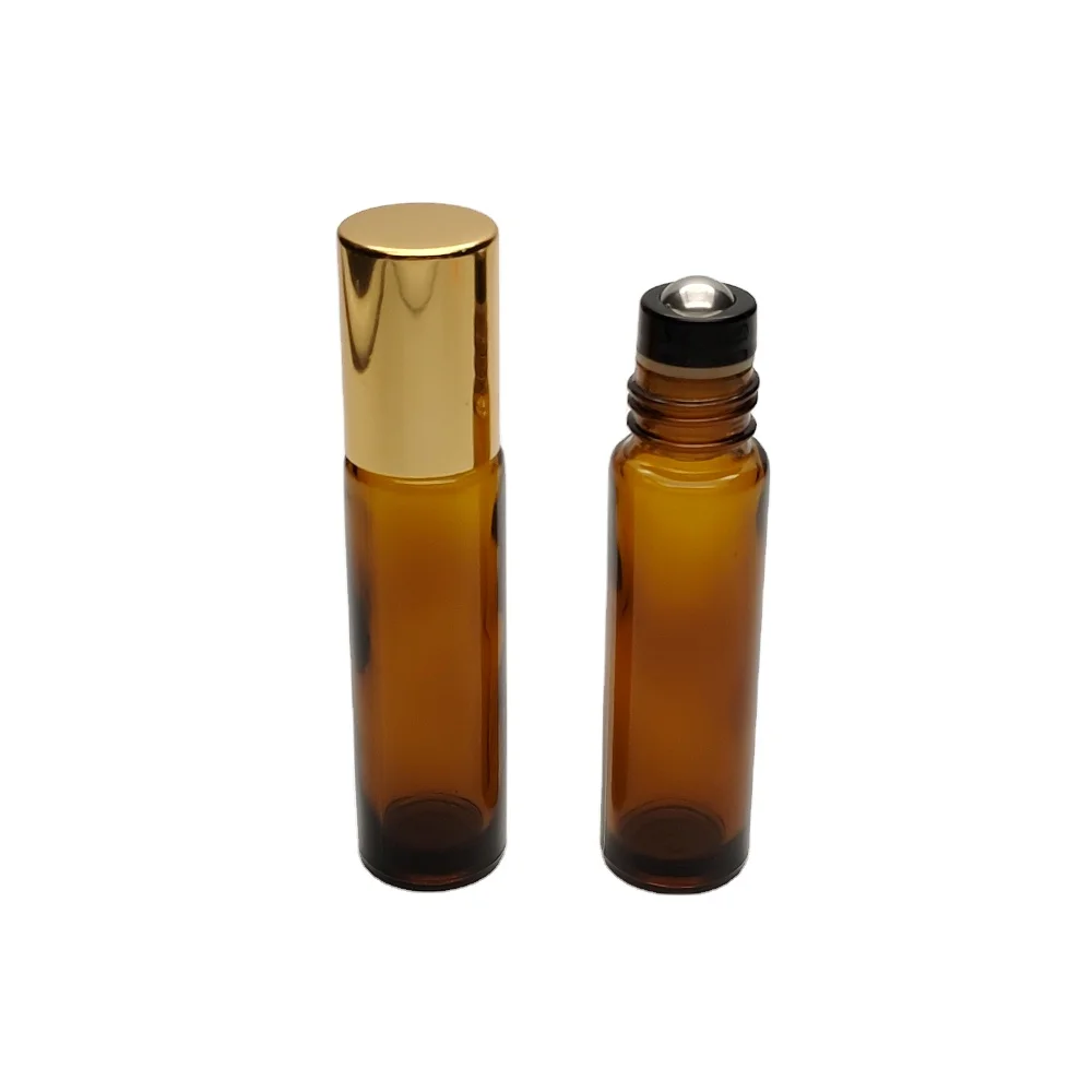 10ml Amber Clear Roll On Essential Oil Bottle With Metal Steel Roller Aluminum Wrapped And Metal Cap