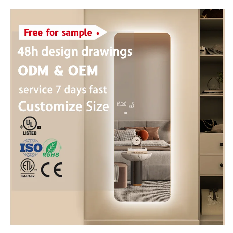 Factory direct sell Weather Forecast 3 color Light Waterproof LED full body Mirror With Bluetooth