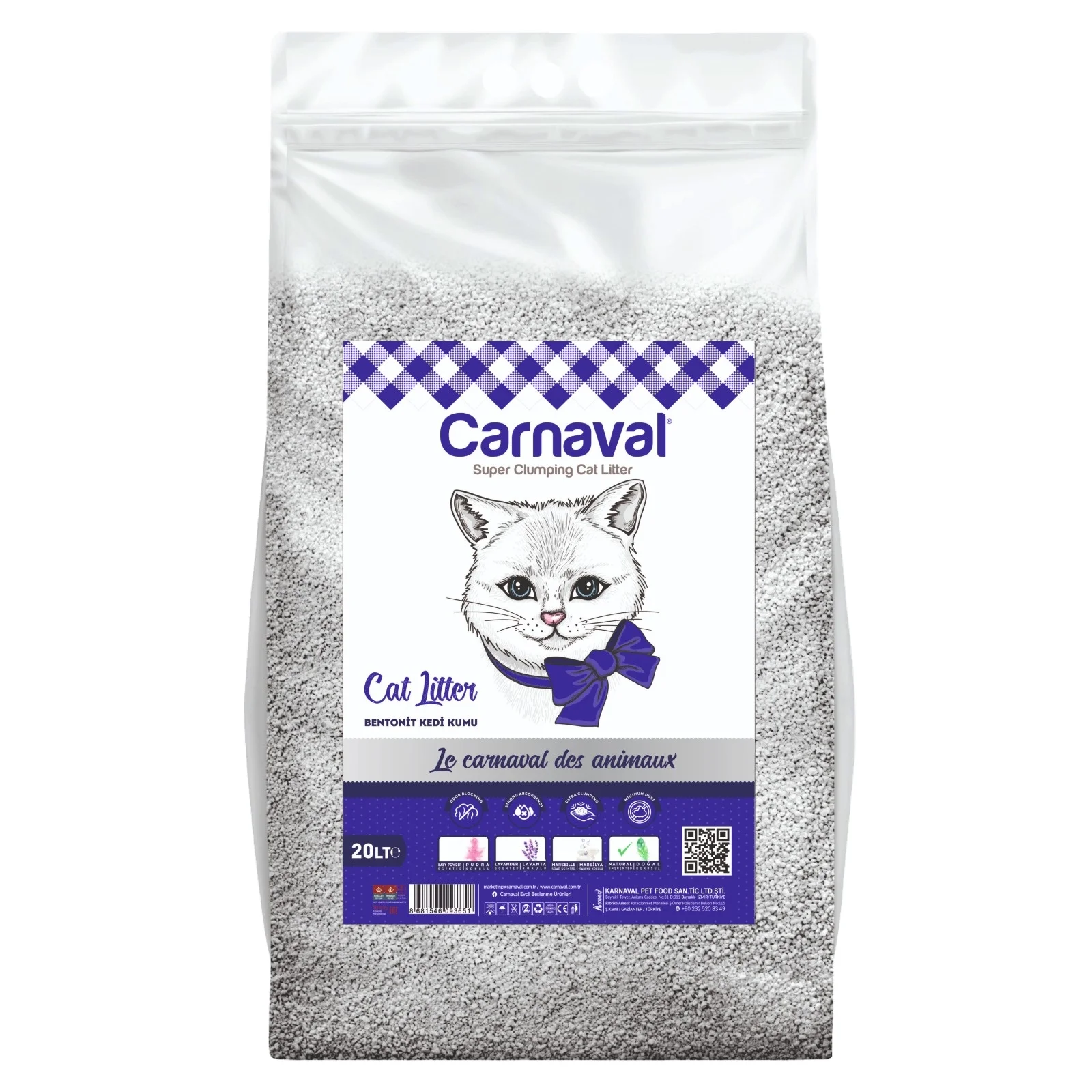 Unscented Super Clumping Cat Litter For Pet Cat 0,6-2,25 Mm (20 Lt )