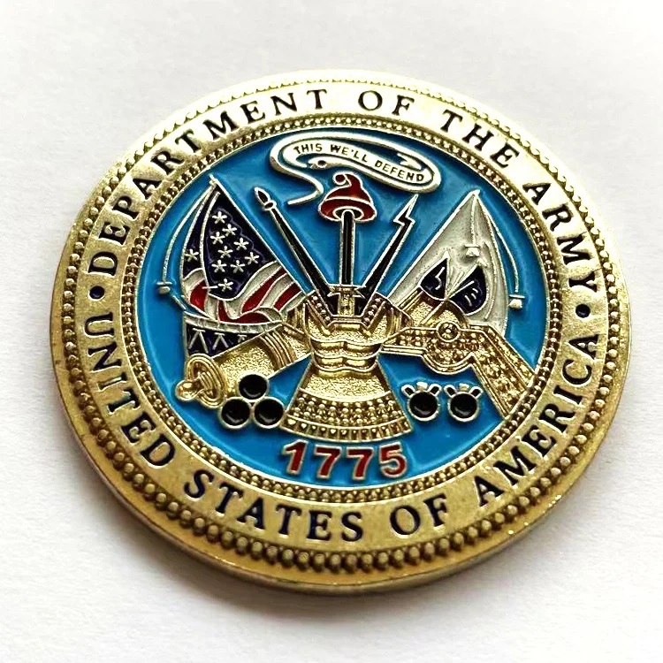 Custom Logo Military Souvenir Army Commemorative Sports Metal Soft Enamel Challenge Coin