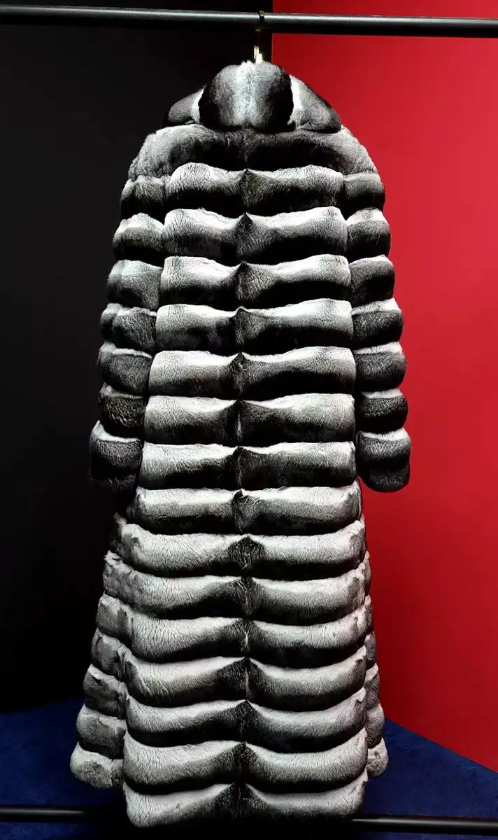 High Quality Top Luxury Extra Long Chinchilla Fur Coat Real Chinchilla Fur Coat For Men And Women
