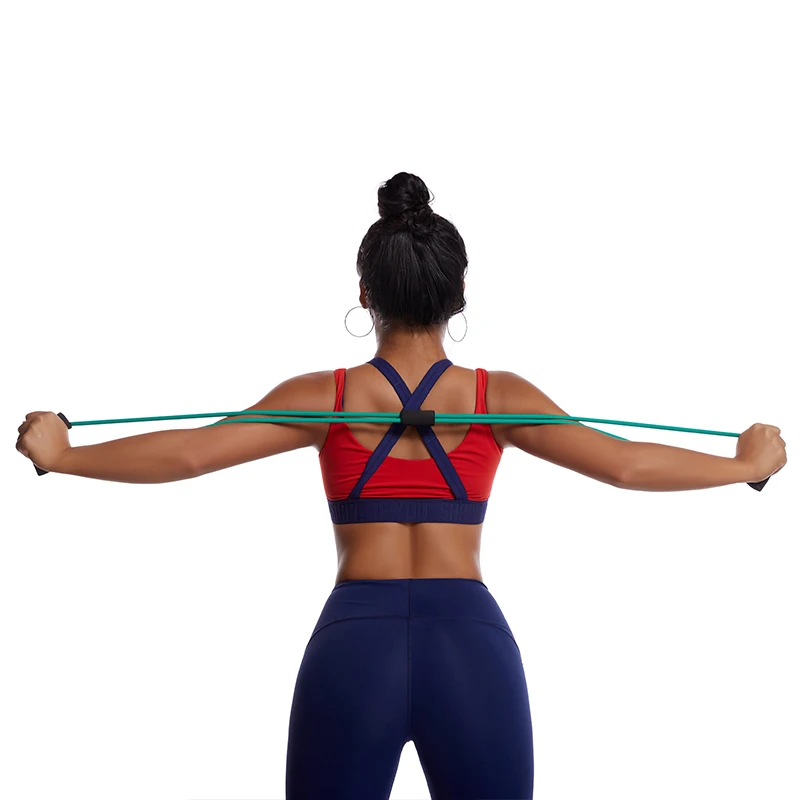 Wholesale 8 Shape Resistance Band Tube Chest Yoga Pilates Functional Resistance Band Indoor Yoga Rope Wall Pulley