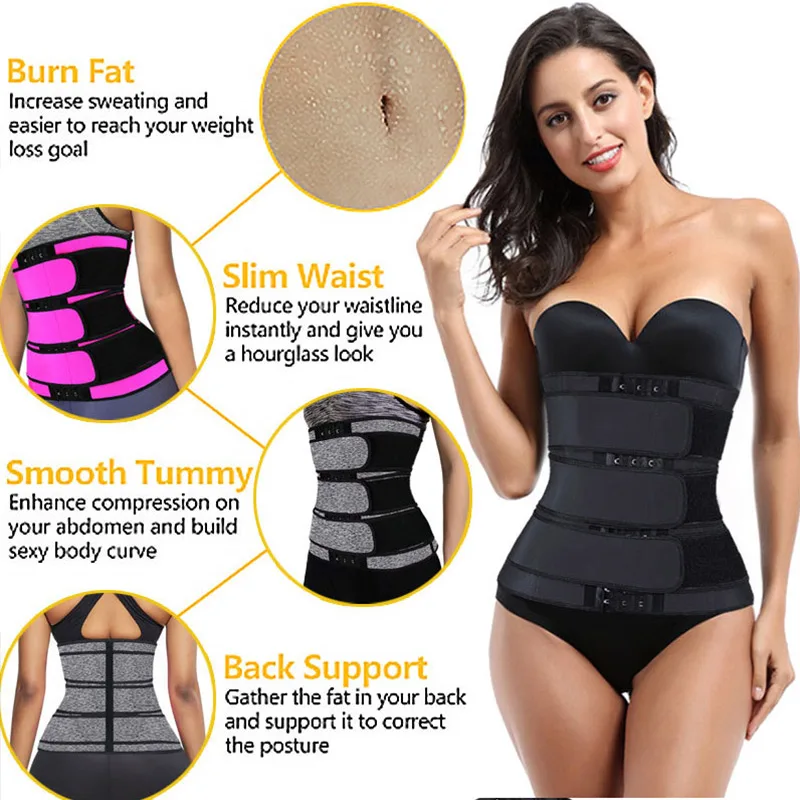 Factory Price Customised Women Corset Body 3 Row Strap Waist Trainer
