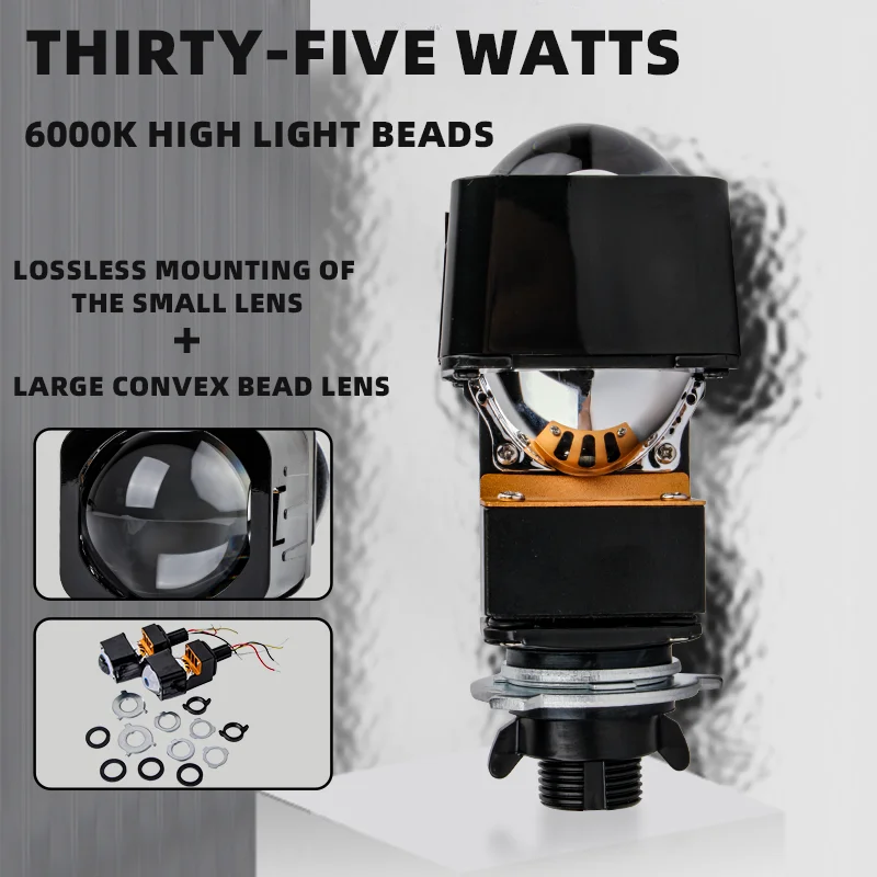 Auto LED Headlights1.5-Inch Matrix Dual Lens Square H4 Projector CSP 6000K Laser Headlight Bulb