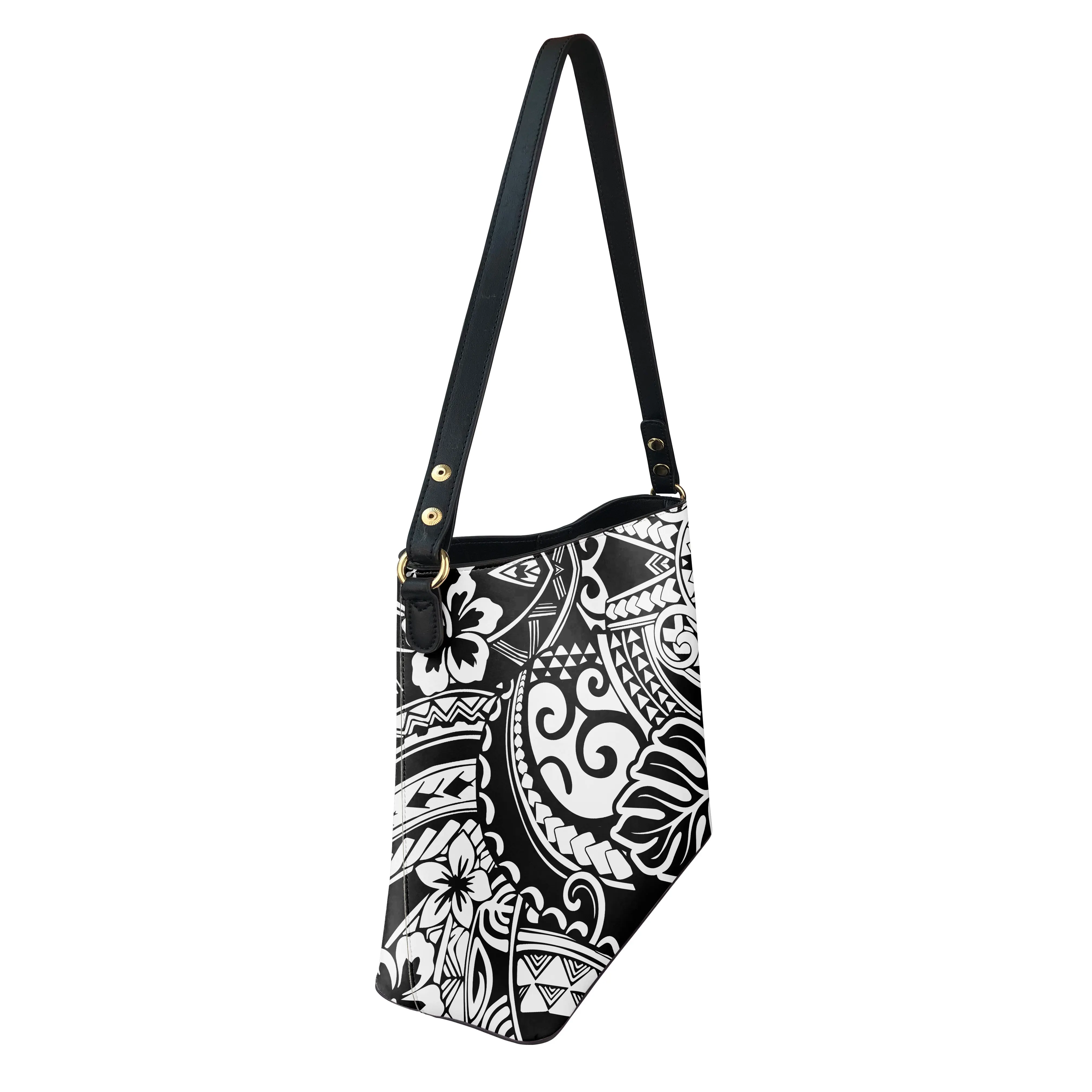 
OEM Women Leave Floral Pattern Print Style Crossbody Bag Women Shoulder Adjustable Small Bucket Crossbag Messenger Bag 