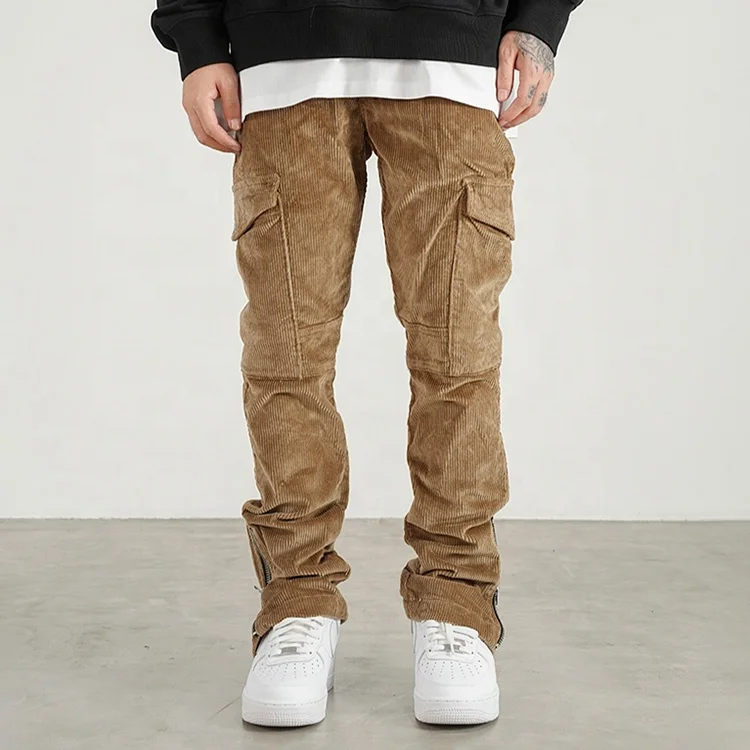 Factory selling corduroy pants men stock dropshipping high quality men cargo pants