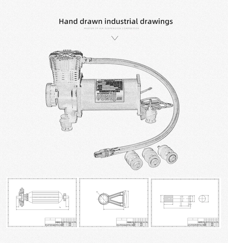DC12V Universal air tools low noise 58dB metal horn compressor heavy truck air brake sliver suspensiopn pump
