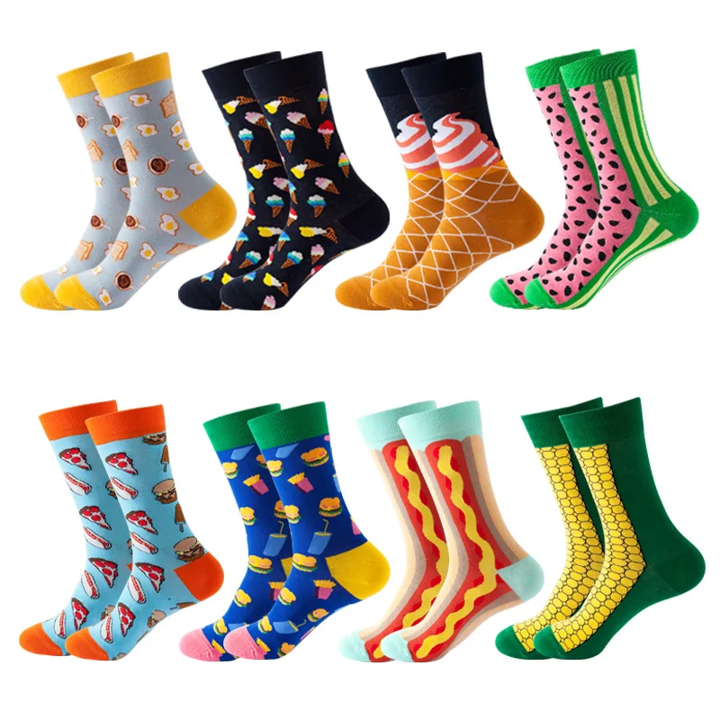 2021 high quality dress novelty funny Fruit ice cartoon men hip hop casual colorful men happy socken tube crew cotton socks