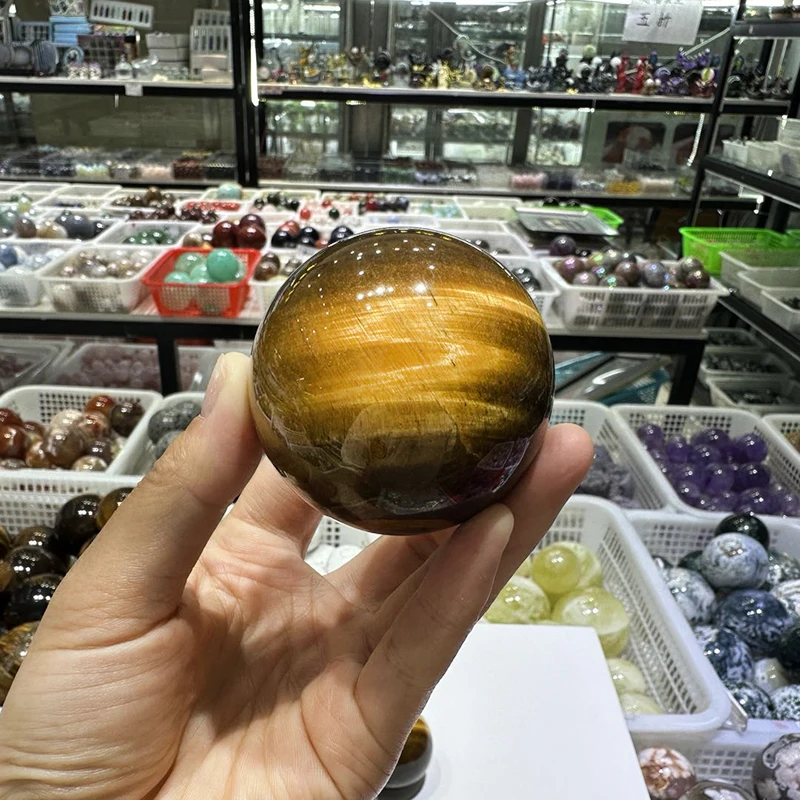 Wholesale natural crystal ball high quality yellow tiger eye stone quartz  crystal sphere for home decoration