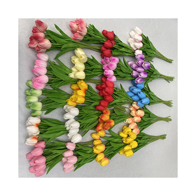 Direct Wholesale Good Quality  Single Soft Rubber Tulip Decor Outdoor Artificial Flowers