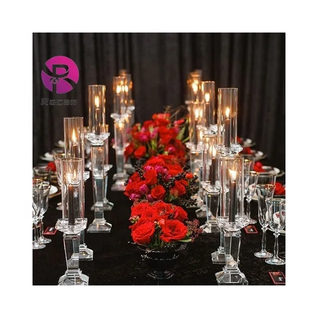 Wedding Decoration Candelabras Table Centerpieces Gold Decorative Candle Holder Tall Glass Candle holder