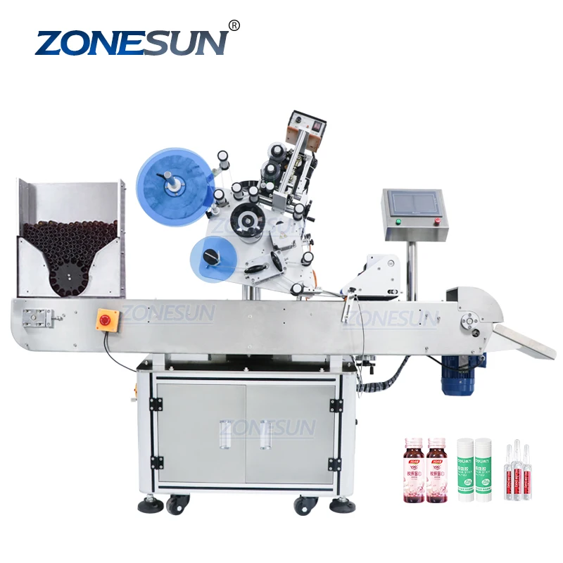 ZONESUN ZS-TB823 горизонтальная трубка стикер автоматический карандаш пластиковые круглые бутылки Этикетировочная машина для Крио-флаконов