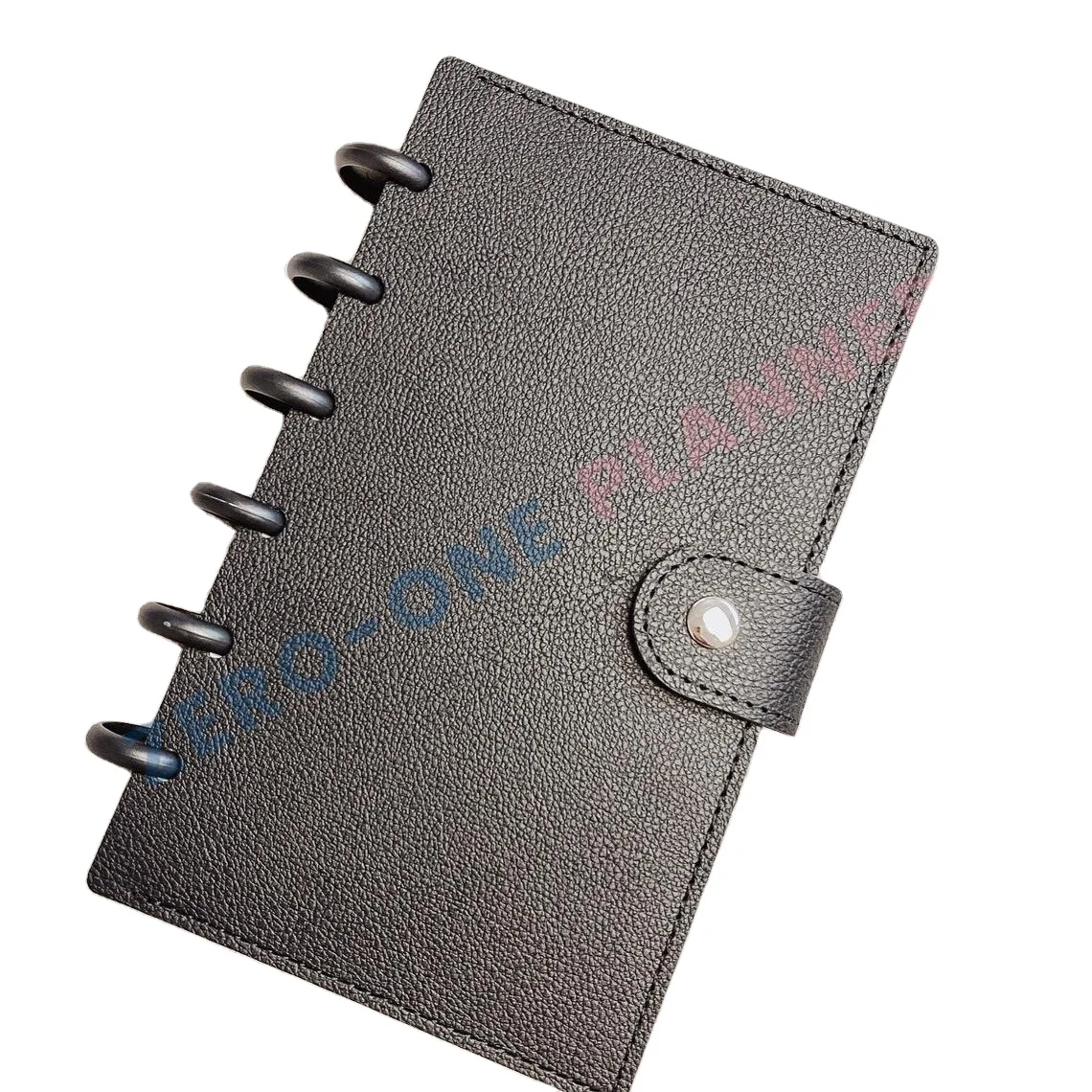 custom cash envelope system budget planner A6 6- discbound black lichi pebble money saving organizer with expense paper refill