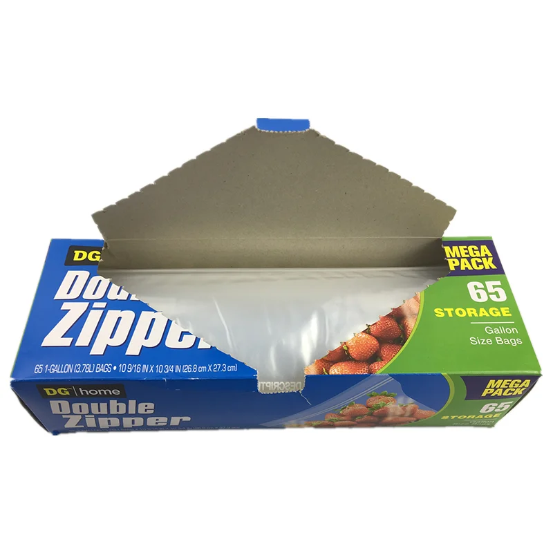 Clear Reusable Freezer Food Storage Plastic Bag with Zip Lock Food Grade Zipper Sliders Gravure Printing Surface Handling