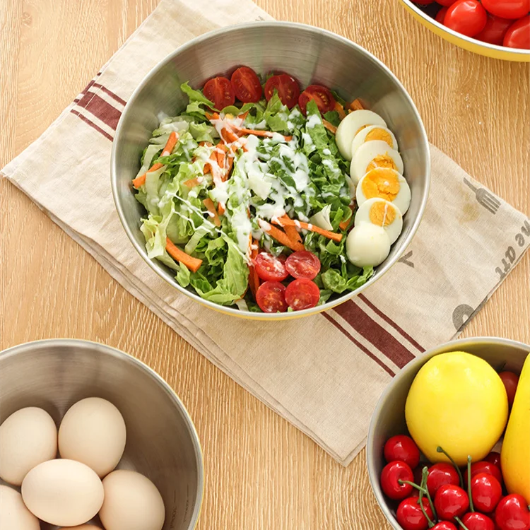hot sale korean high quality unique different size chilled fruit mixing 304 stainless steel salad bowl