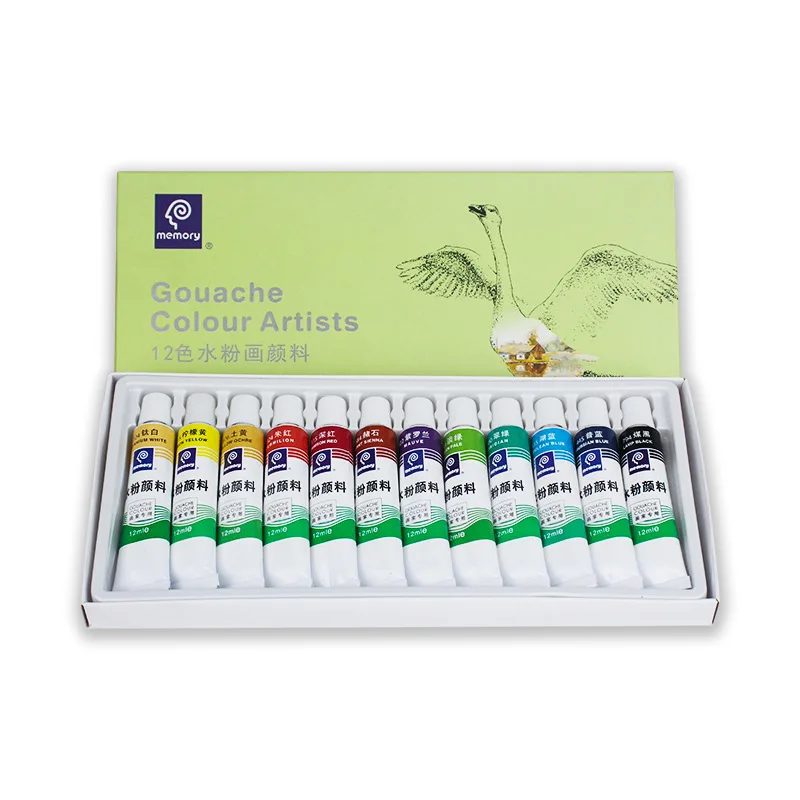 Gouache, Watercolor, Acrylic & Chinese Pigments in 12, 18, 24 colors. Packaged in 5ml/12ml boxes.