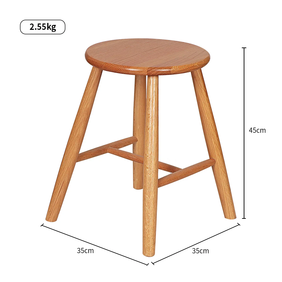 Simple And Non-Slip Stackable Durable Household Thickened Living Room Solid OAK Wood Small Round Stool