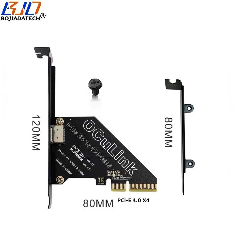 PCI-E Express 4.0 1X PCI-E 4X To Oculink SFF-8611 SFF-8612 Connector Adapter Riser Card For U.2 SFF-8639 U2 NVME SSD