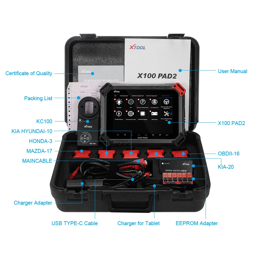  Автомобильные диагностические инструменты XTOOL X100 PAD2 pro с KC100 для VW 4-й 5-й программирования
