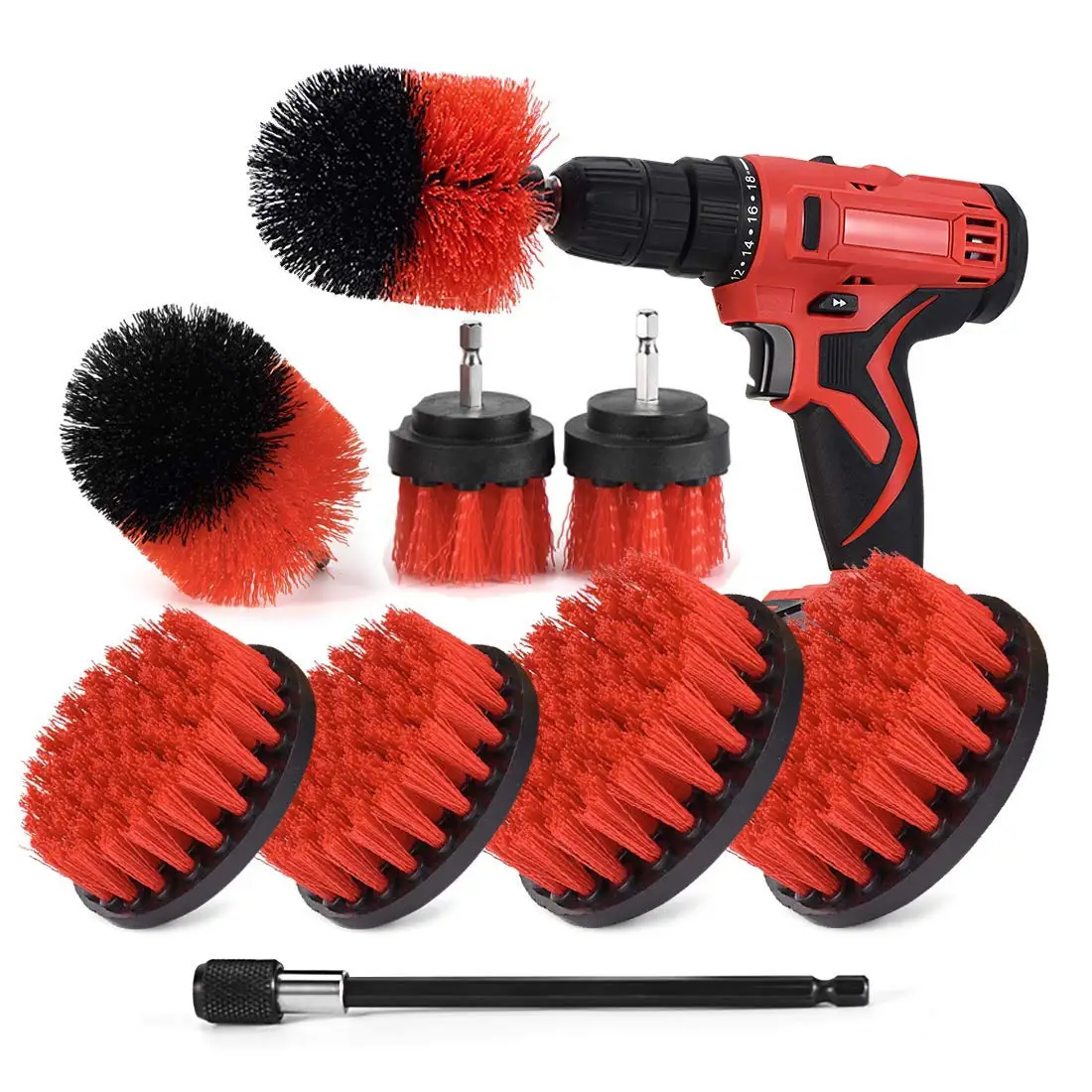 Car Detailing Kit with Extend Attachment Soft Bristle Power Scrubber Brush Set for Cleaning Car Boat Seat Carpet Upholstery Door
