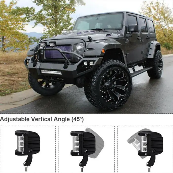 Offroad Vehicle Bulb Truck Lamp 12V 24V Led Work Light Amber White 3 Side Shooter Led Driving Light